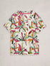 White Stuff Susie V Neck Linen Tee Ivory Print