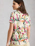 White Stuff Susie V Neck Linen Tee Ivory Print