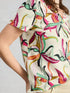 White Stuff Susie V Neck Linen Tee Ivory Print