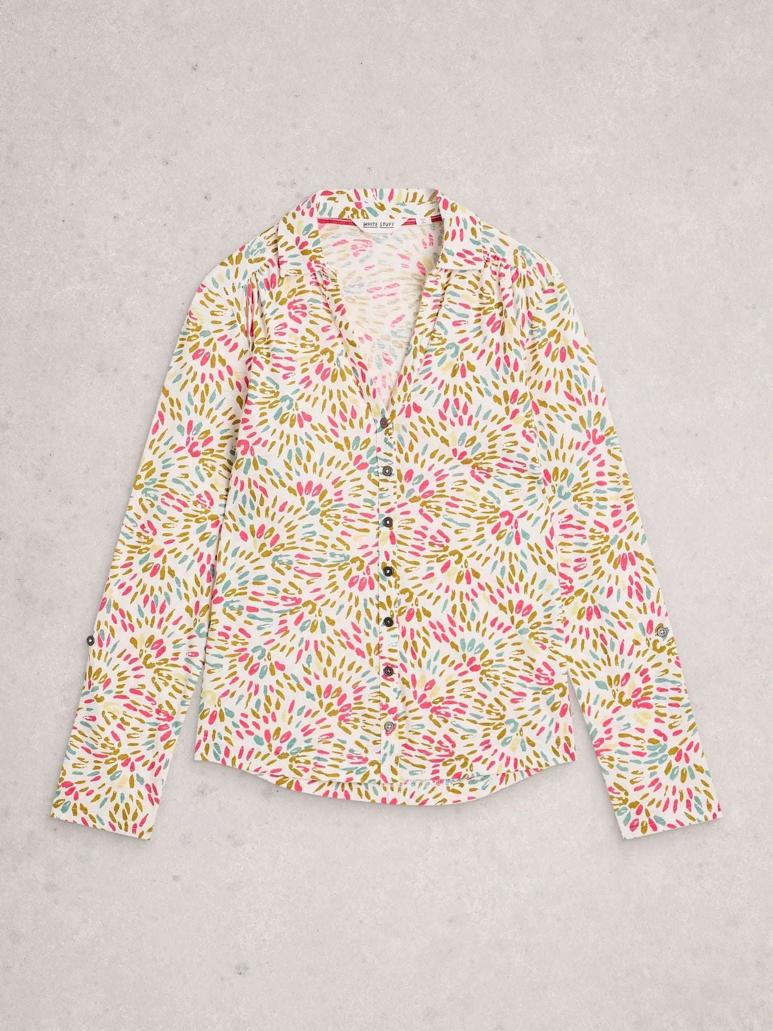 White Stuff Annie Jersey Shirt Ivory Multi