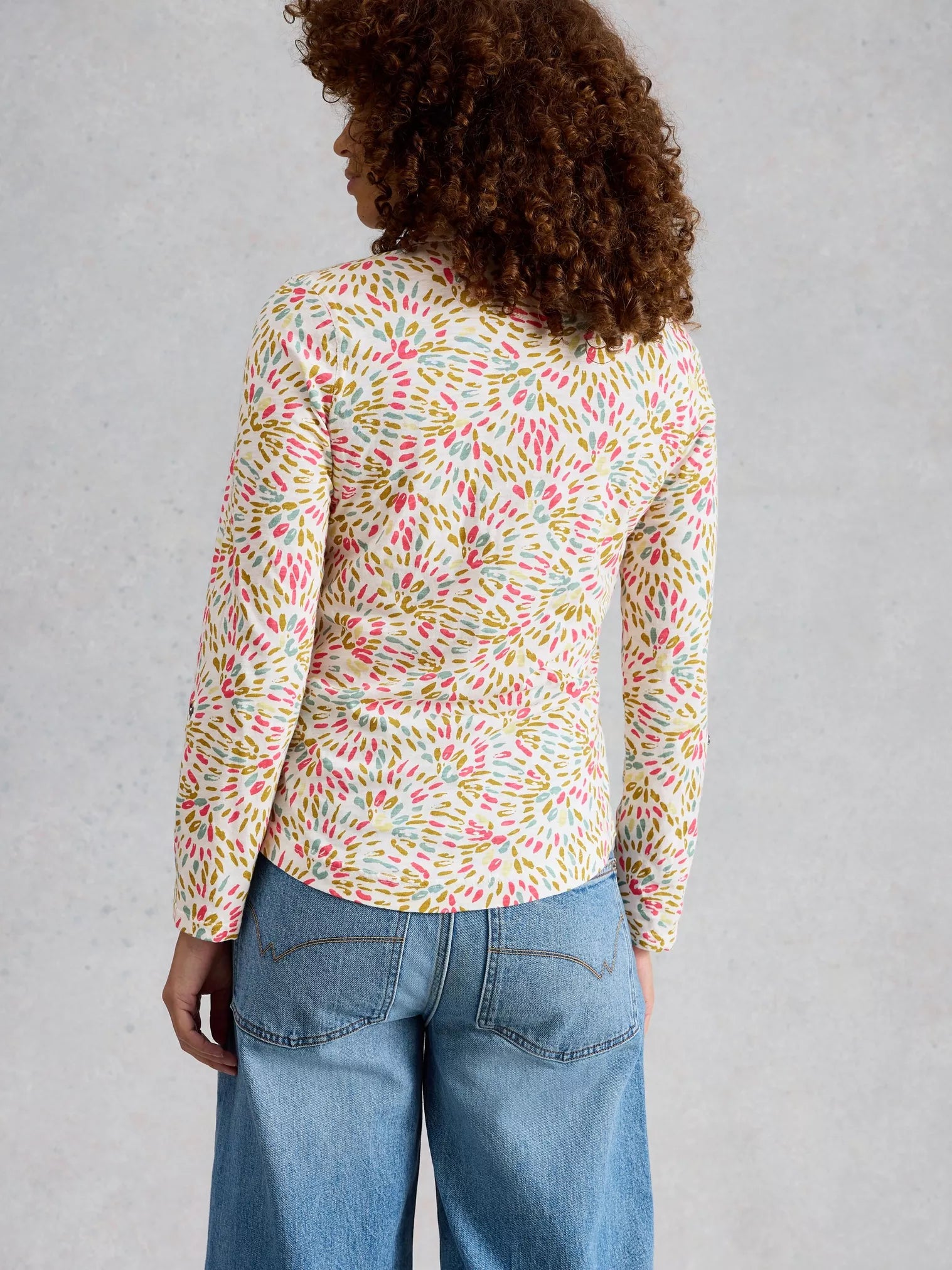 White Stuff Annie Jersey Shirt Ivory Multi