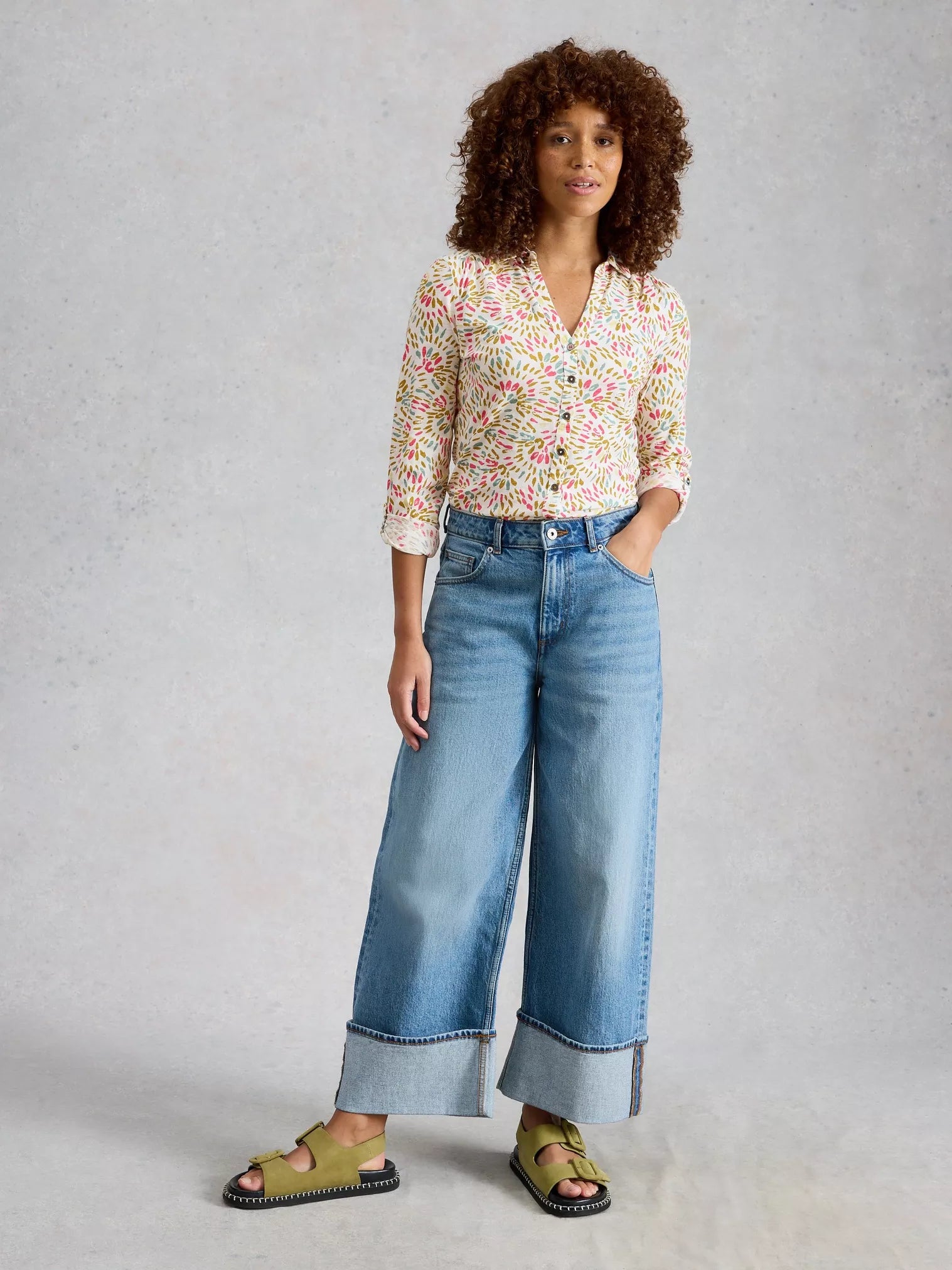 White Stuff Annie Jersey Shirt Ivory Multi