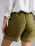 White Stuff Belle Linen Short Green Print