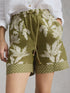 White Stuff Belle Linen Short Green Print