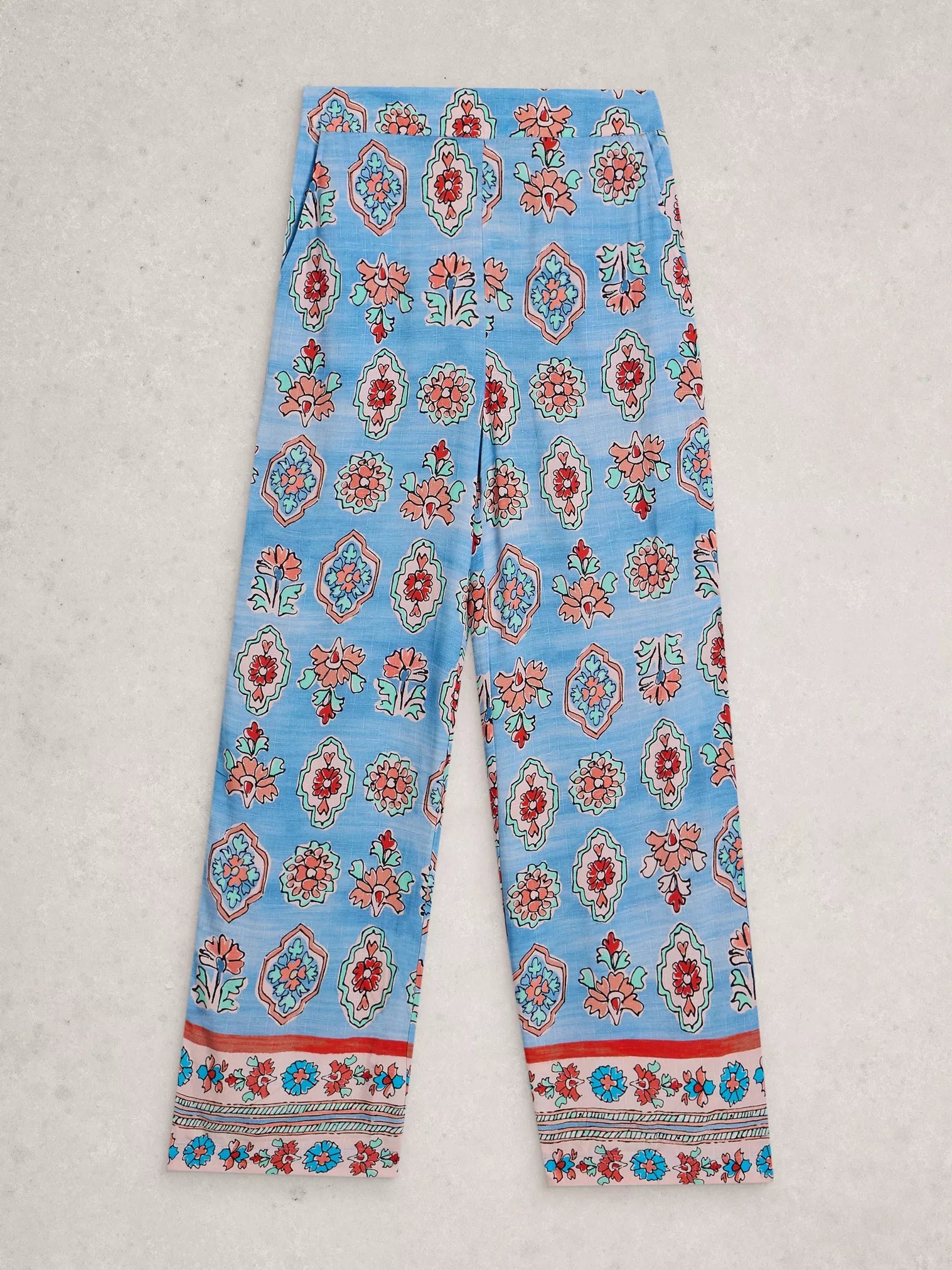 White Stuff Ally Wide Leg Trouser Blue Print