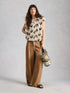 White Stuff Nicole Linen Blend Top Ivory Print