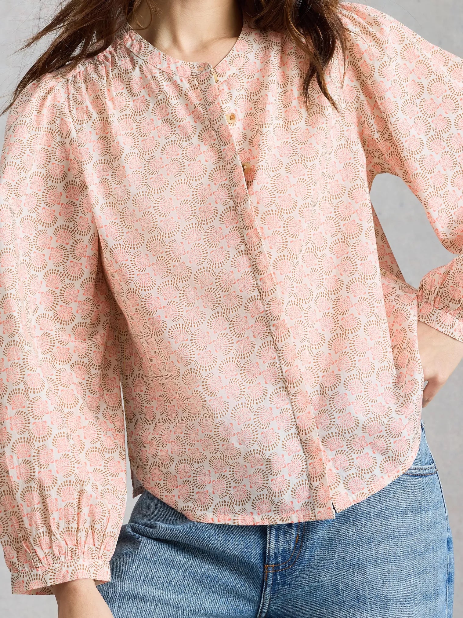 White Stuff Lana Organic Cotton Top Pink Multi