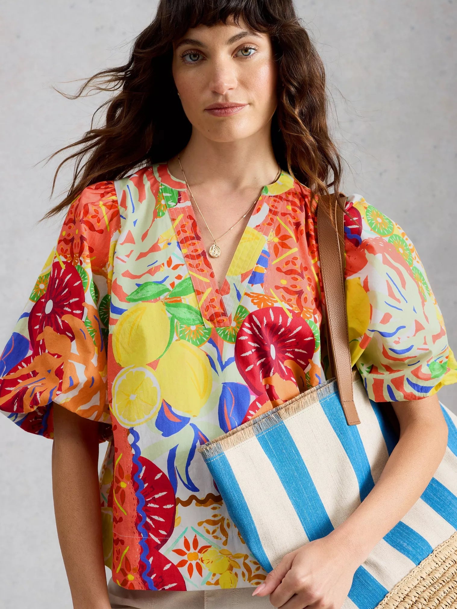 White Stuff Bex Cotton Top Yellow Multi