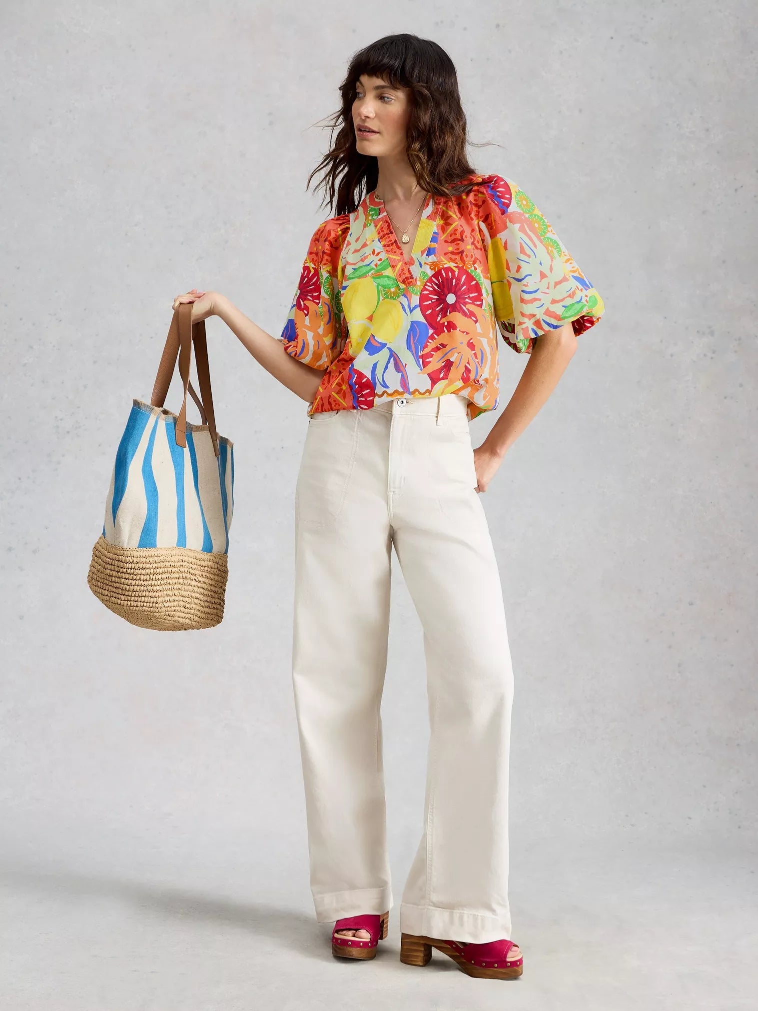 White Stuff Bex Cotton Top Yellow Multi