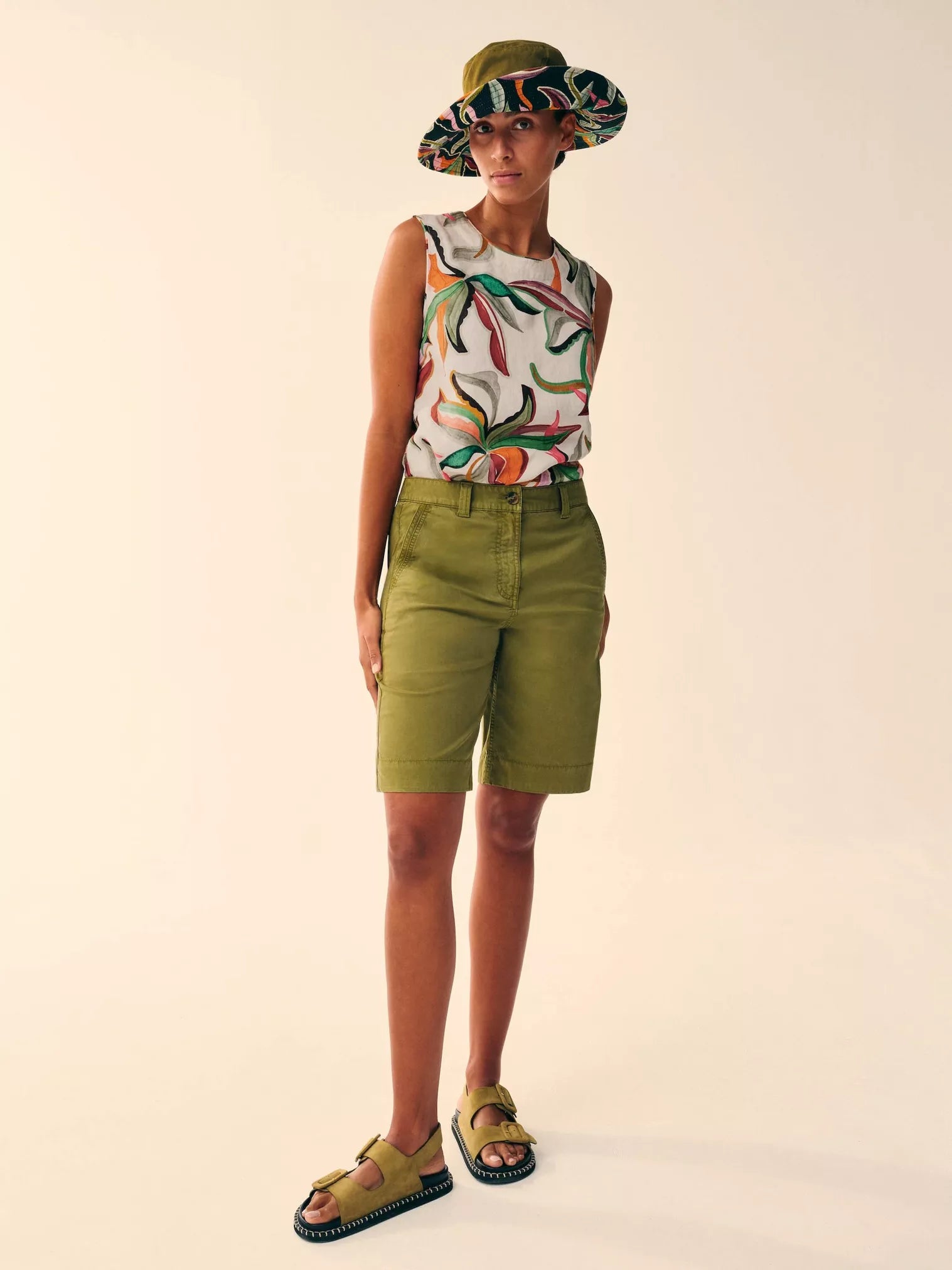 White Stuff Matilda Linen Vest Natural Print