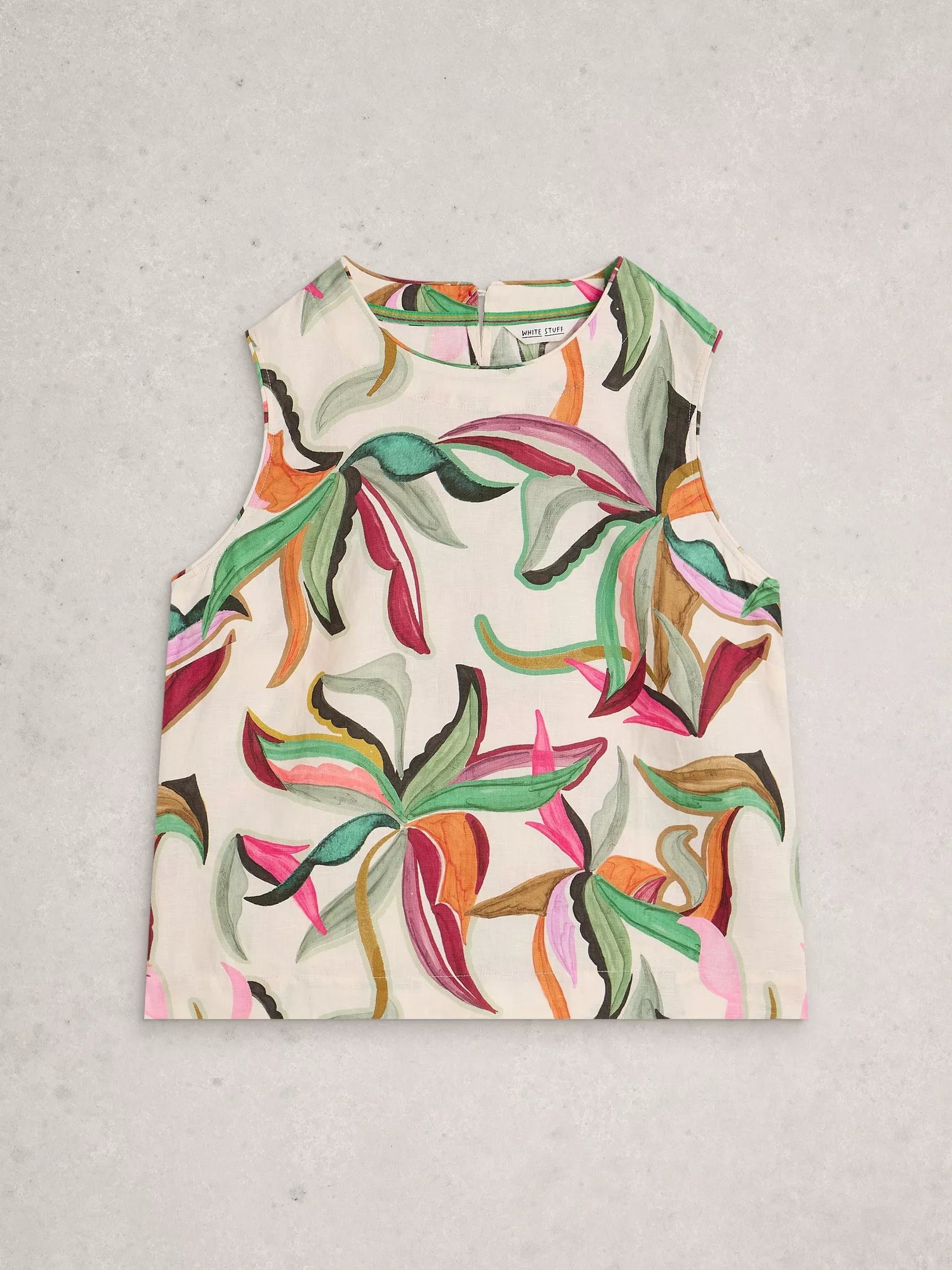 White Stuff Matilda Linen Vest Natural Print