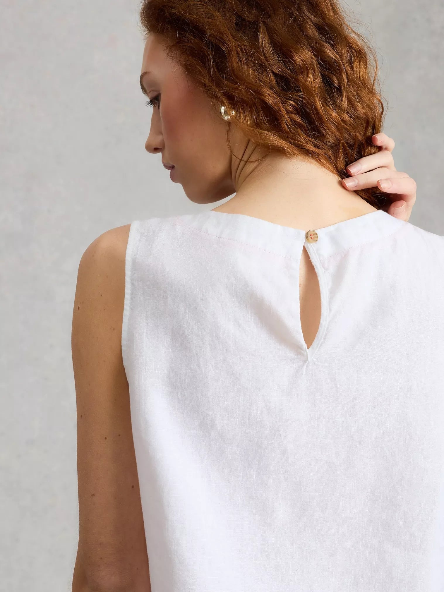White Stuff Paradise Linen Vest Brilliant White