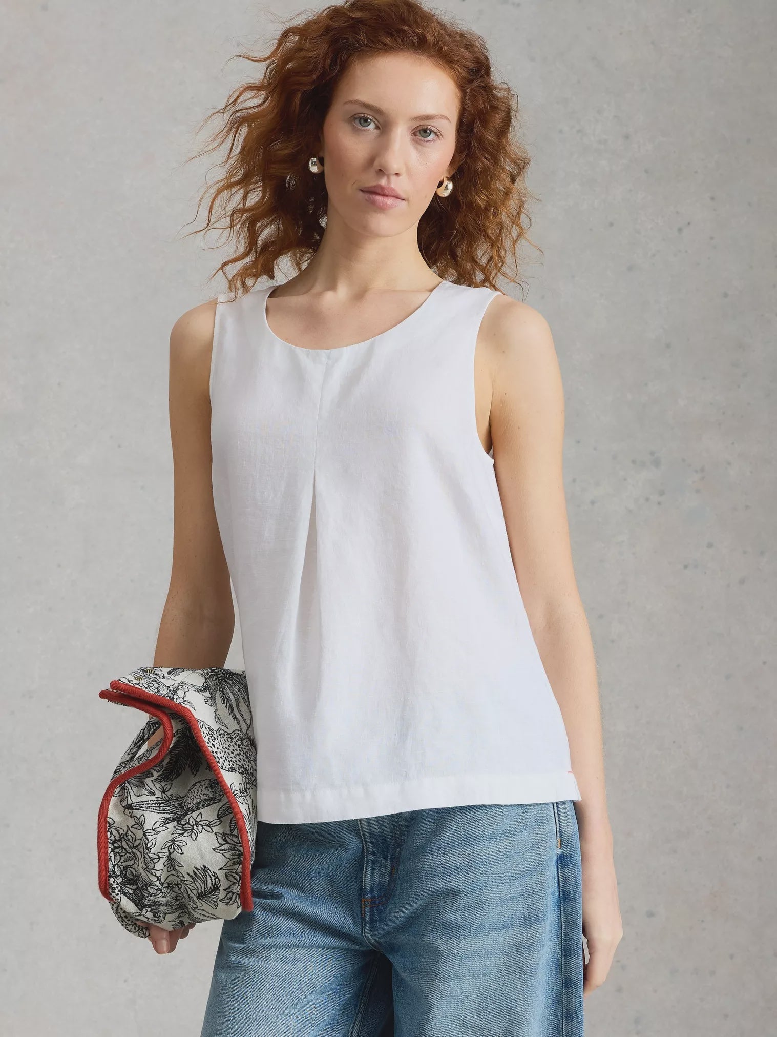 White Stuff Paradise Linen Vest Brilliant White