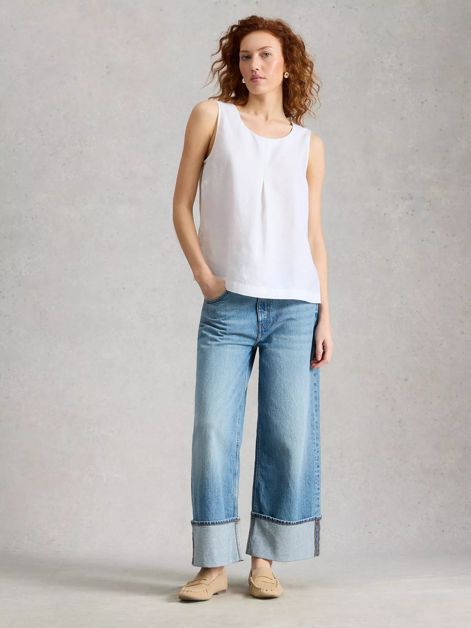 White Stuff Paradise Linen Vest Brilliant White