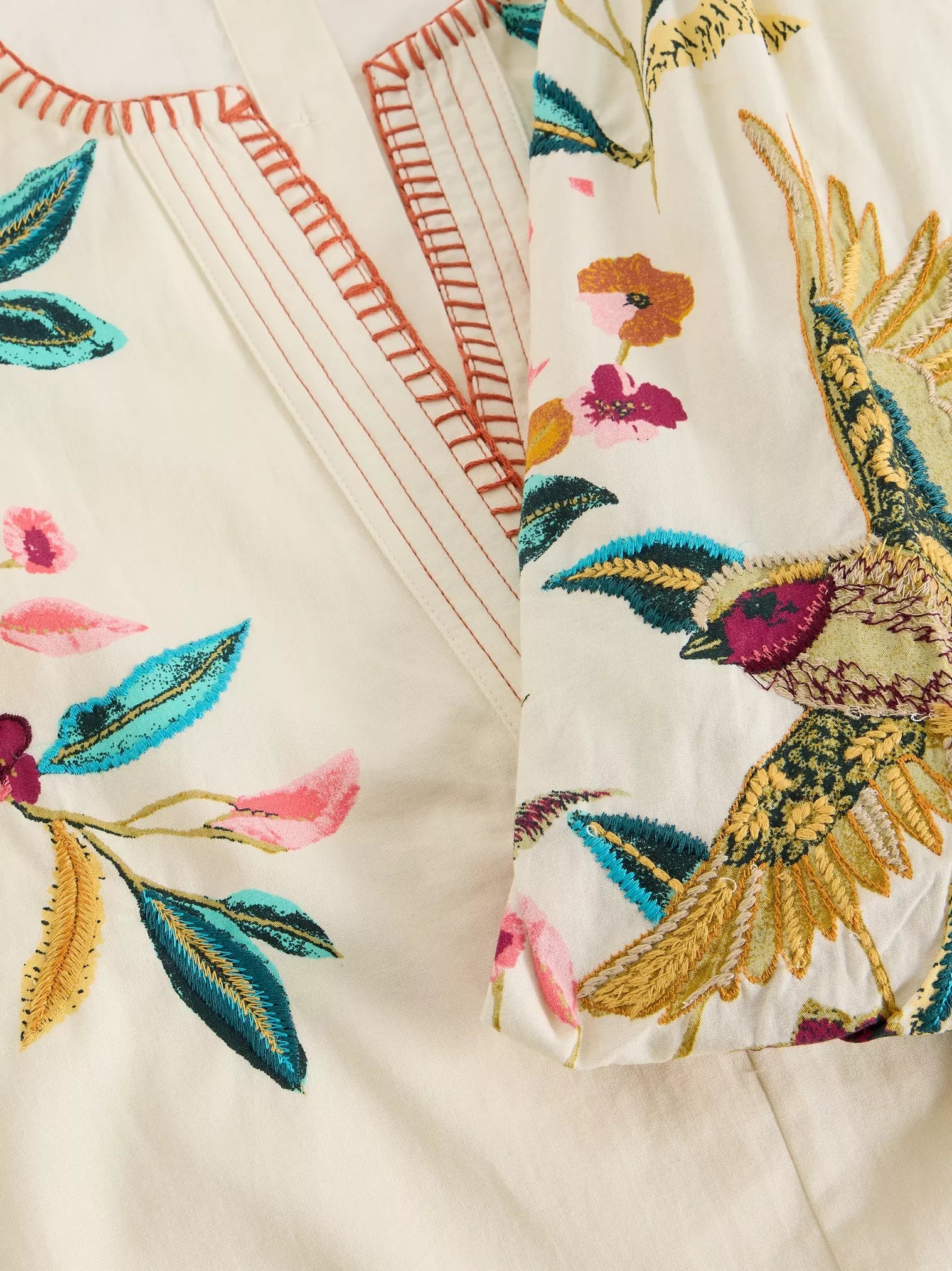 White Stuff Maeve Embroidered Top Ivory Multi