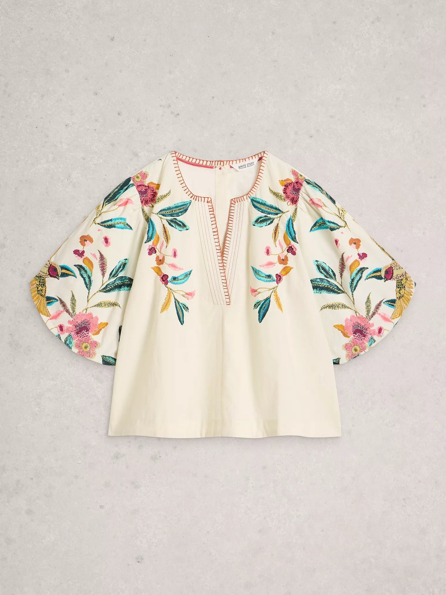 White Stuff Maeve Embroidered Top Ivory Multi