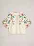 White Stuff Maeve Embroidered Top Ivory Multi