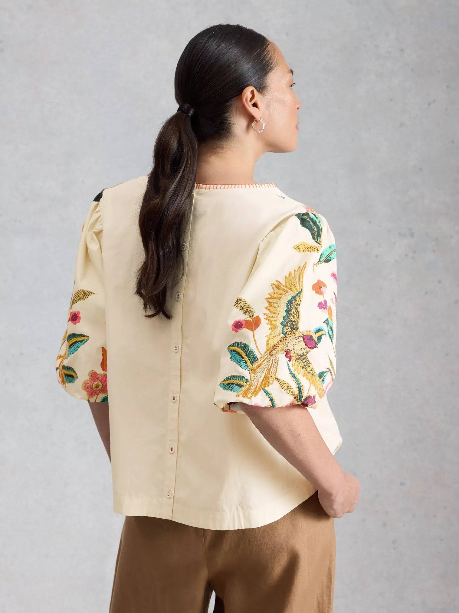 White Stuff Maeve Embroidered Top Ivory Multi