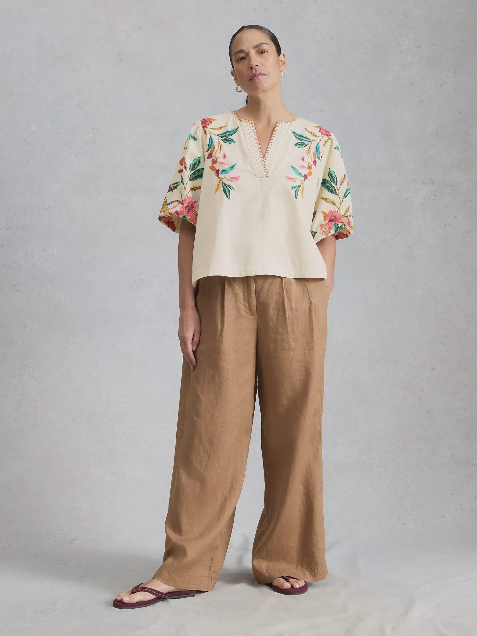 White Stuff Maeve Embroidered Top Ivory Multi