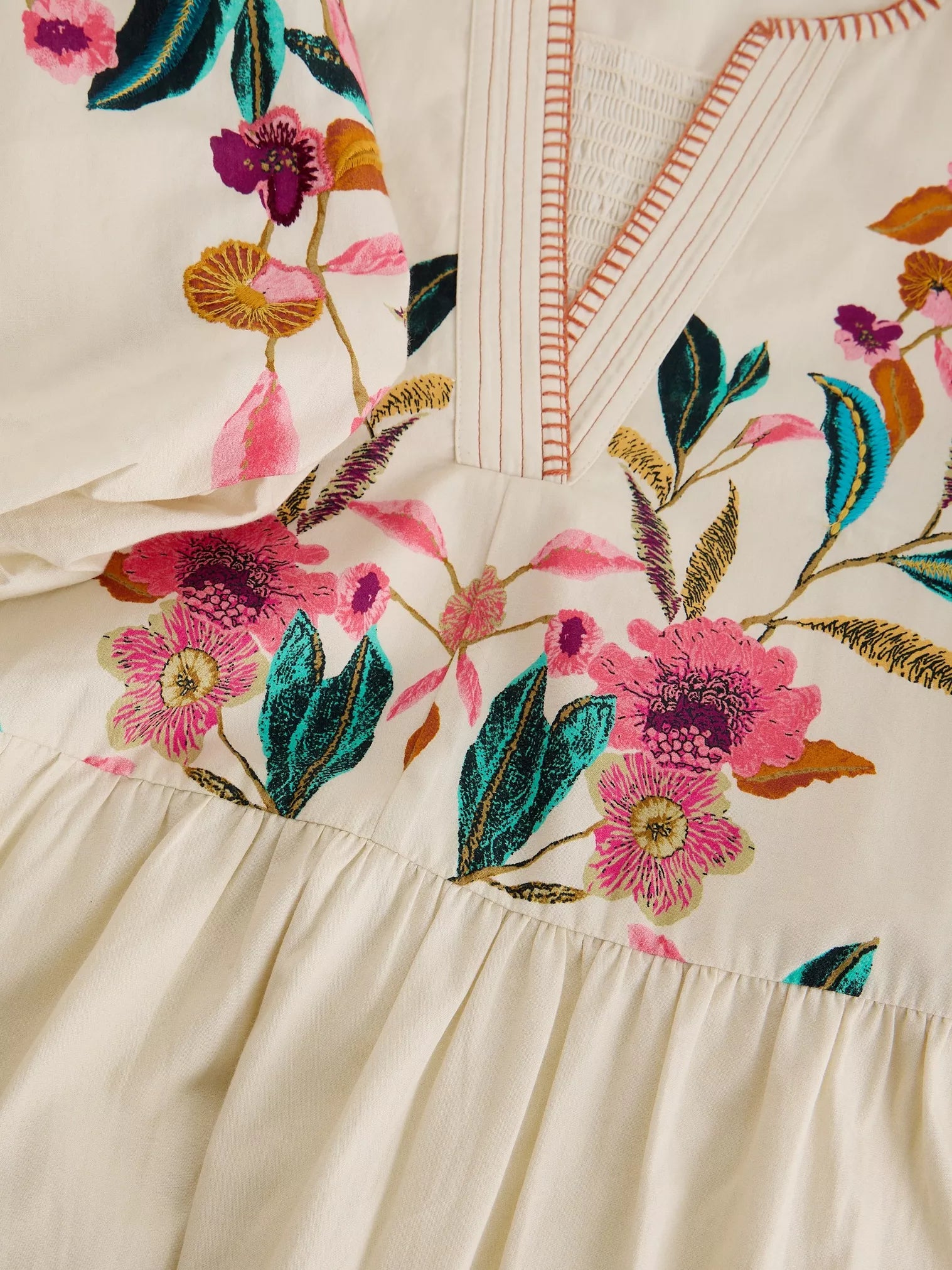 White Stuff Maeve Embroidered Midi Dress Ivory Multi