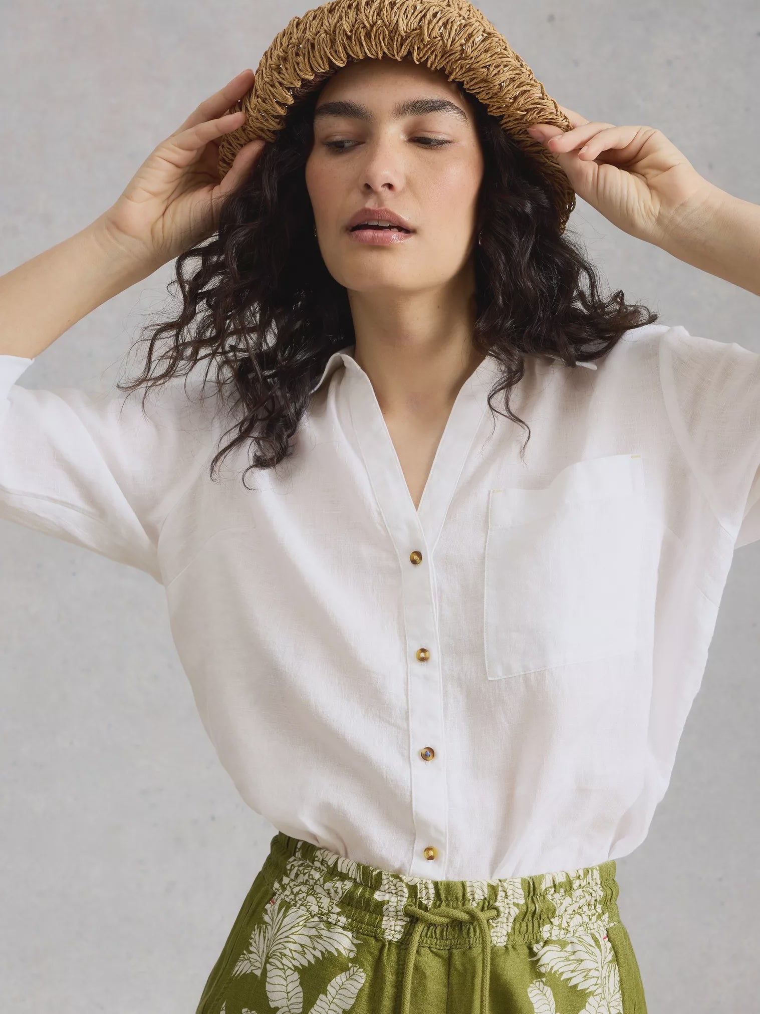 White Stuff Sadie Linen Boyfriend Shirt Brilliant White