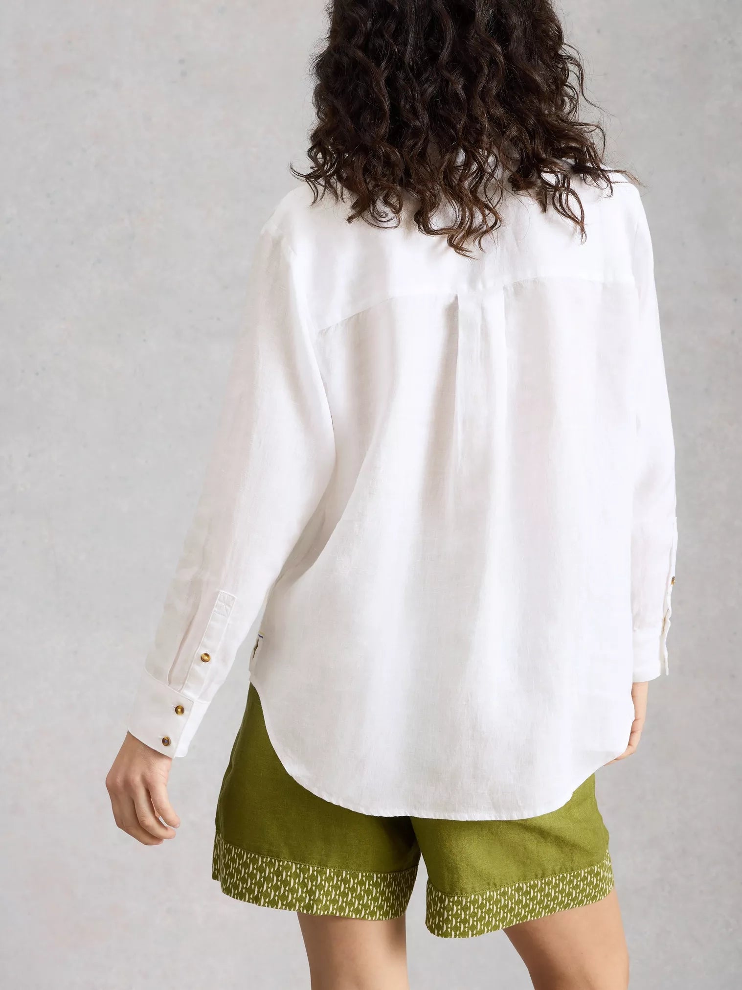 White Stuff Sadie Linen Boyfriend Shirt Brilliant White