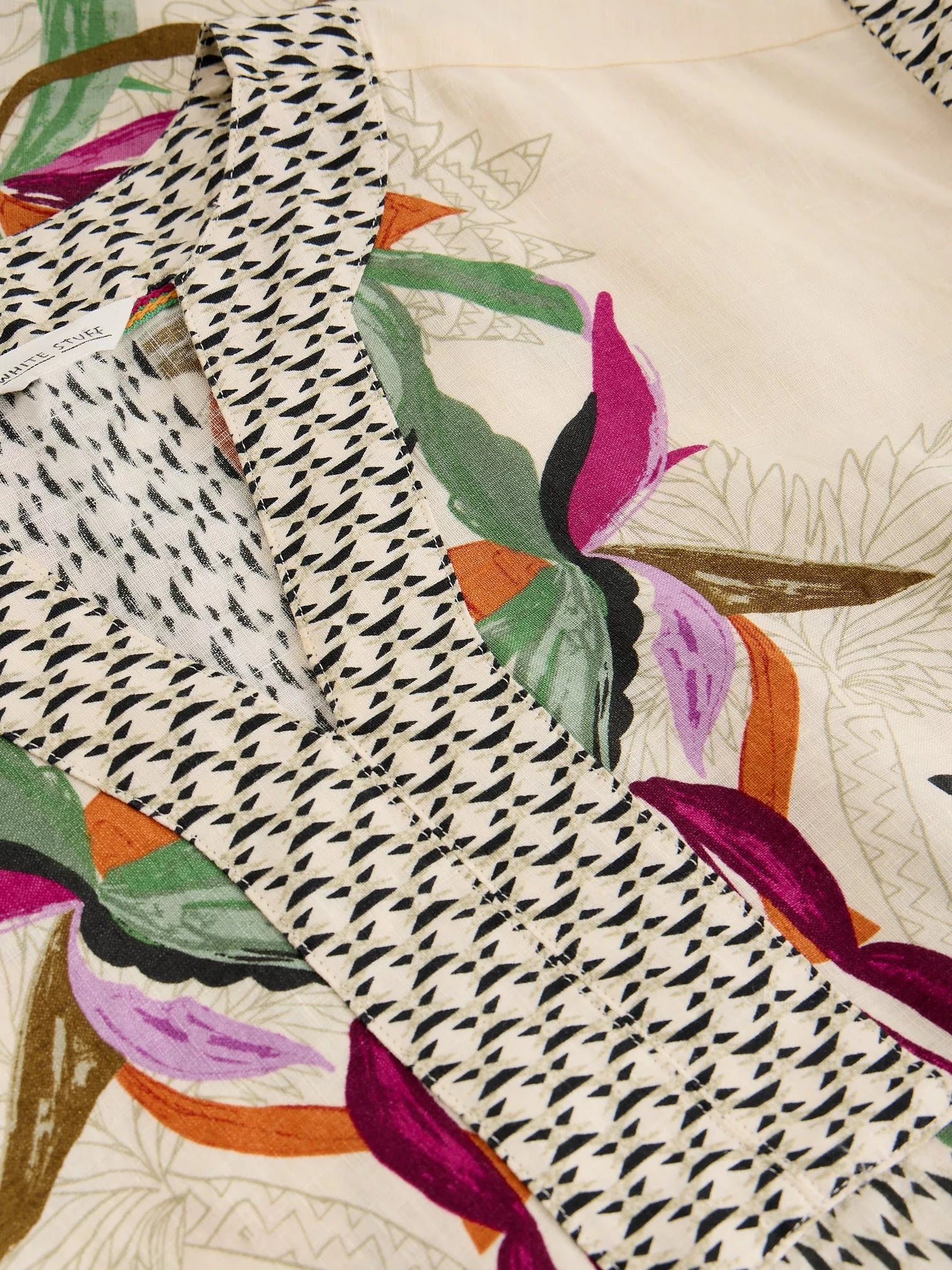 White Stuff Jilly Linen Dress Natural Print