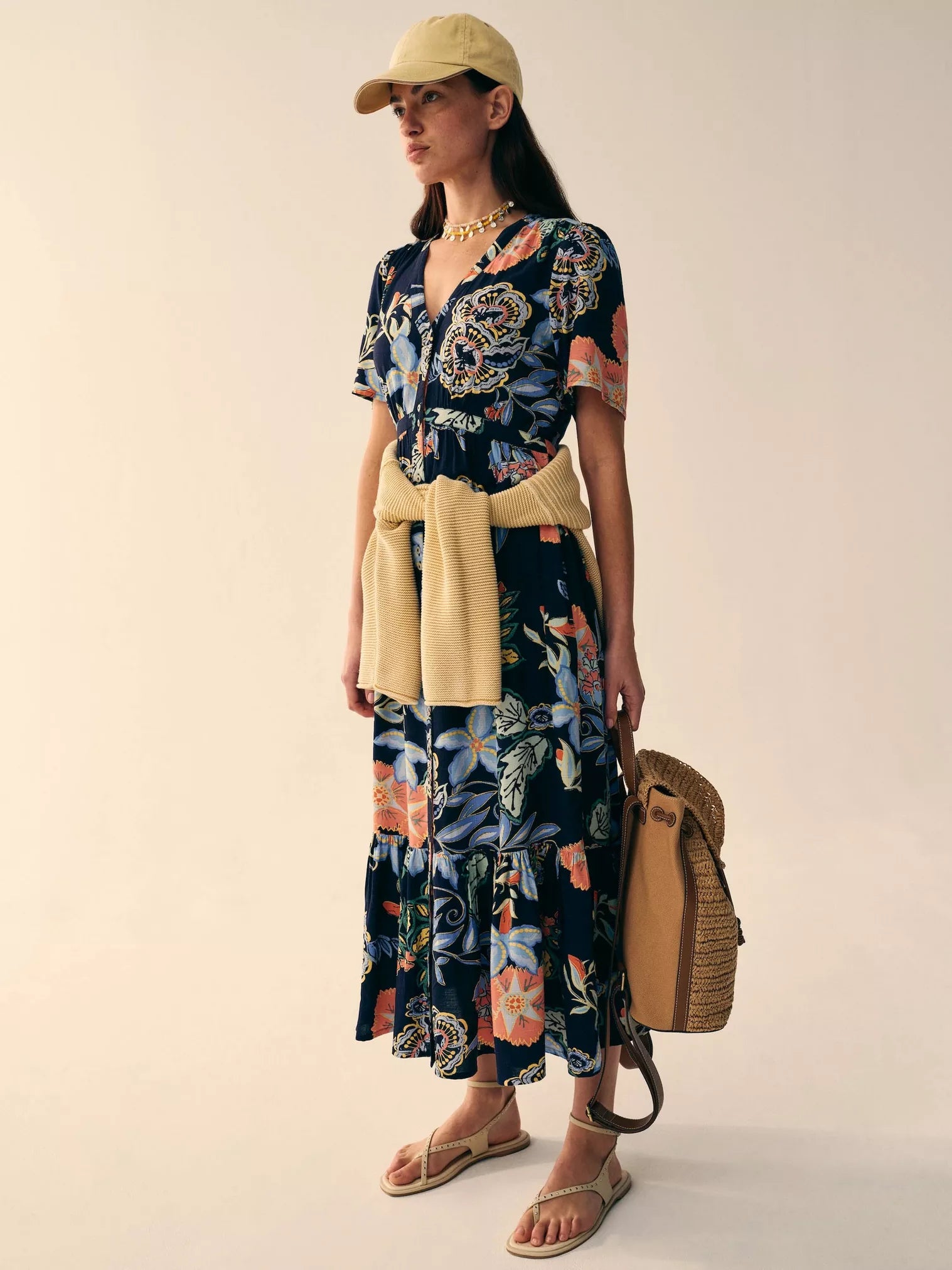 White Stuff Phoebe Midi Dress Navy Multi