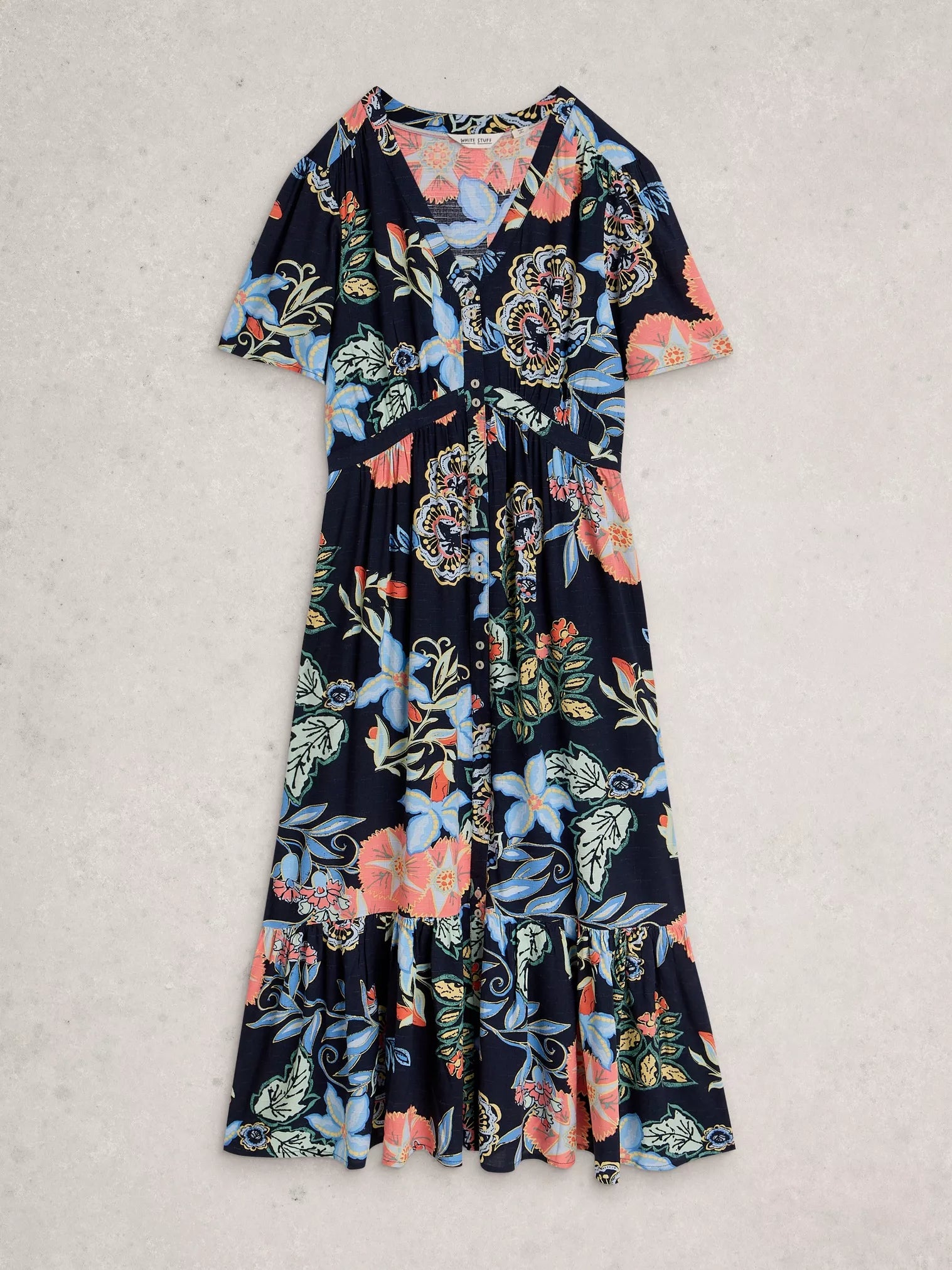 White Stuff Phoebe Midi Dress Navy Multi