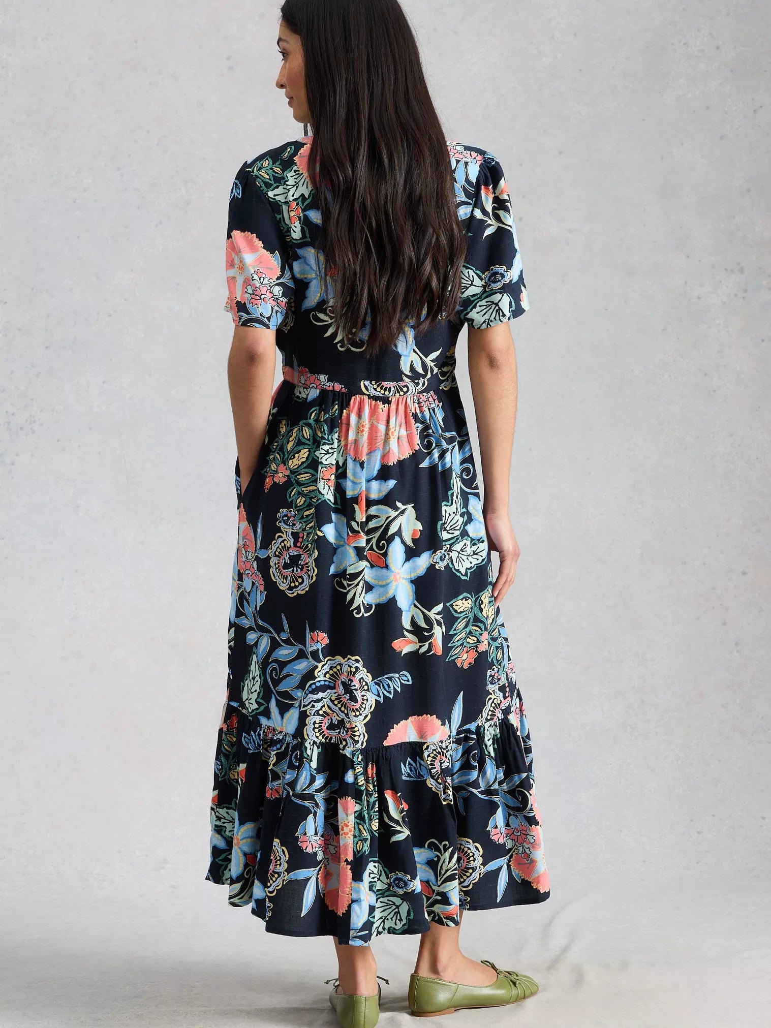 White Stuff Phoebe Midi Dress Navy Multi