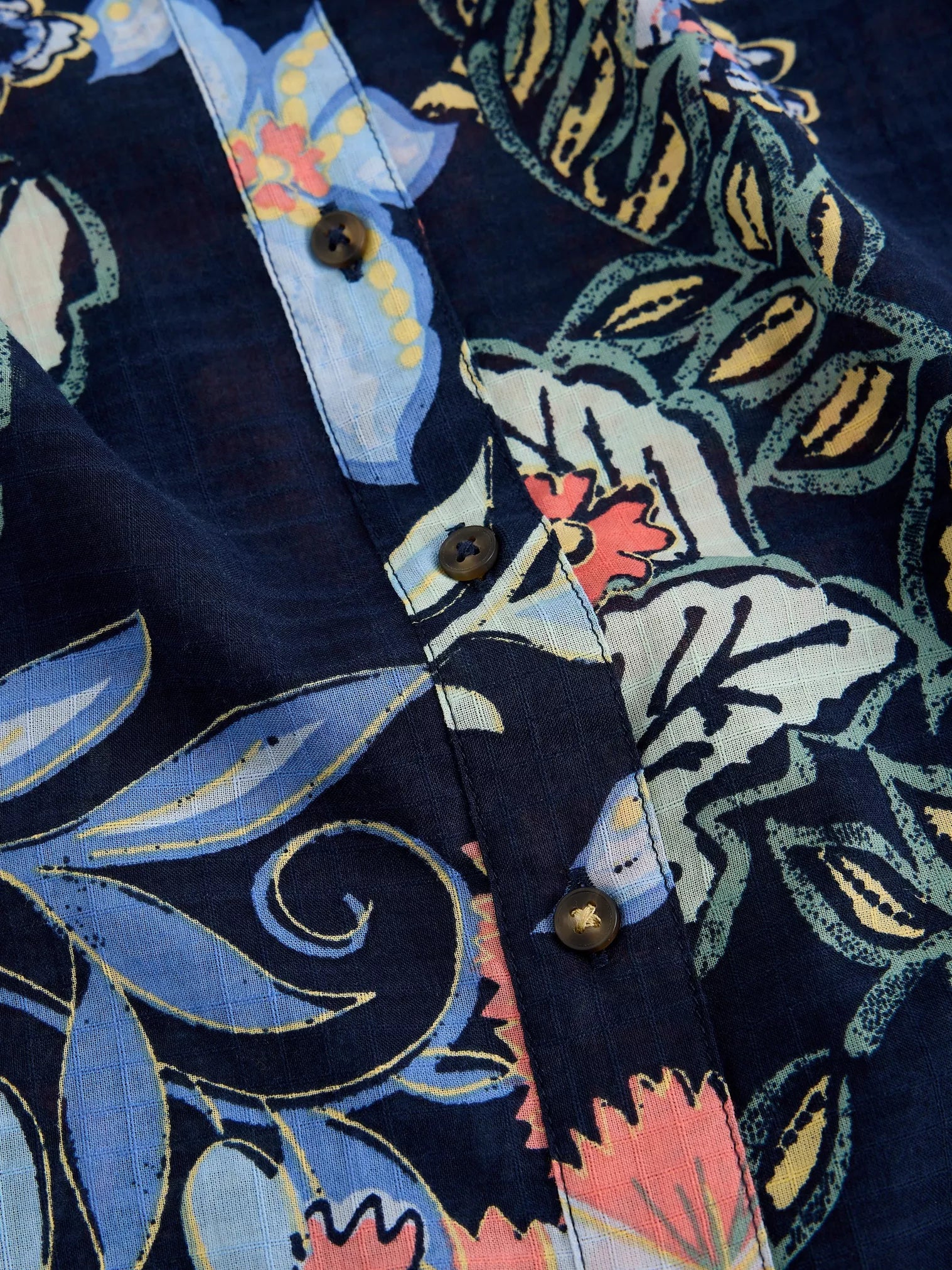 White Stuff Orla Button Through Shirt Navy Multi