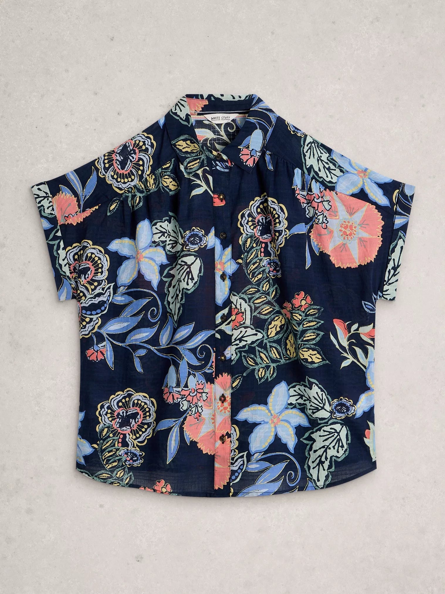 White Stuff Orla Button Through Shirt Navy Multi