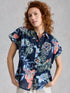 White Stuff Orla Button Through Shirt Navy Multi
