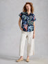 White Stuff Orla Button Through Shirt Navy Multi