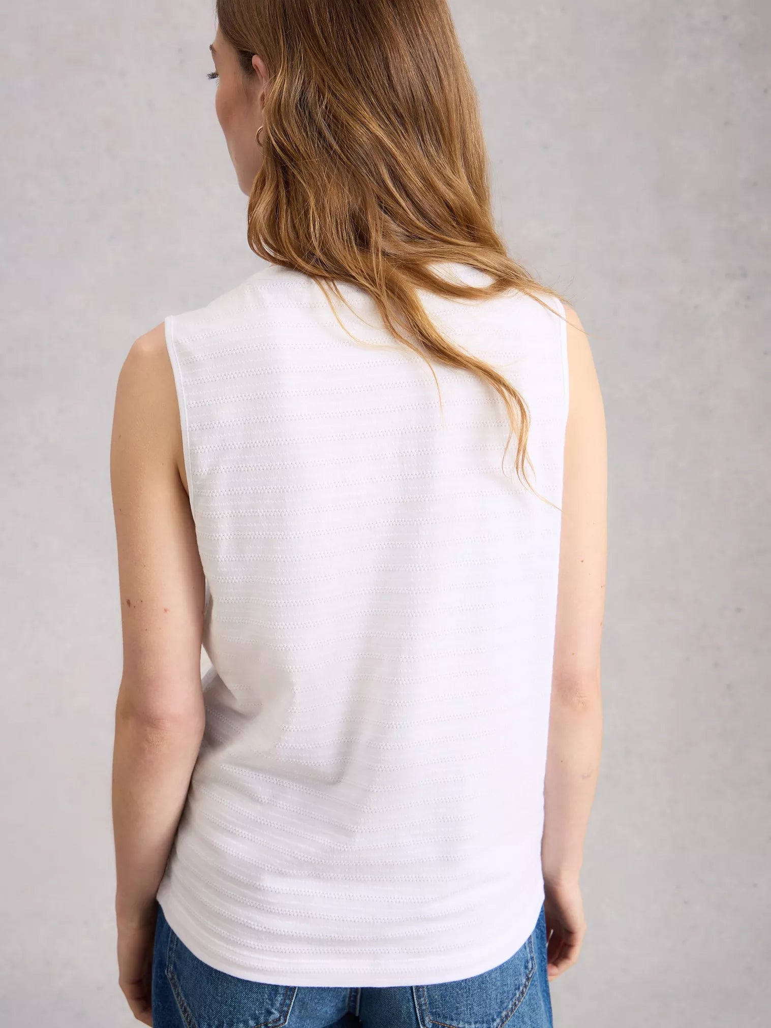 White Stuff Nora Texture Notch Vest Brilliant White