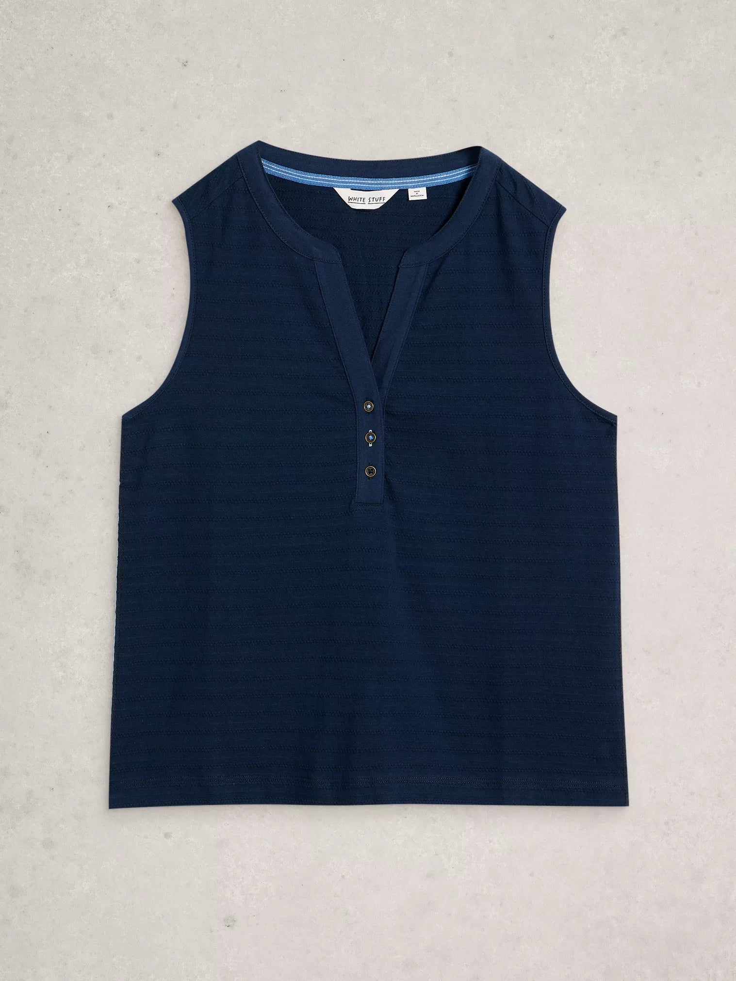 White Stuff Nora Texture Notch Vest Dark Navy