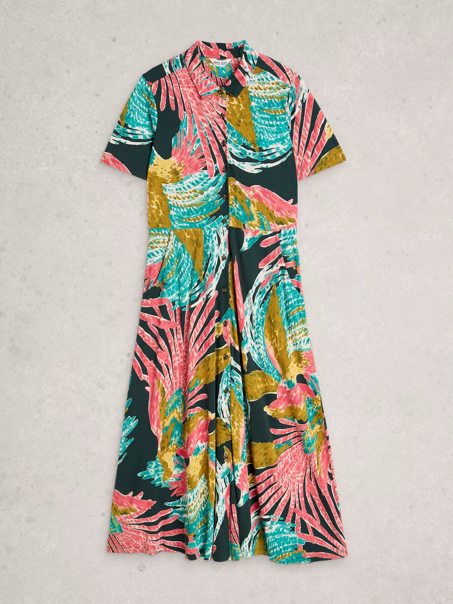 White Stuff Rua Jersey Shirt Dress Pink Multi