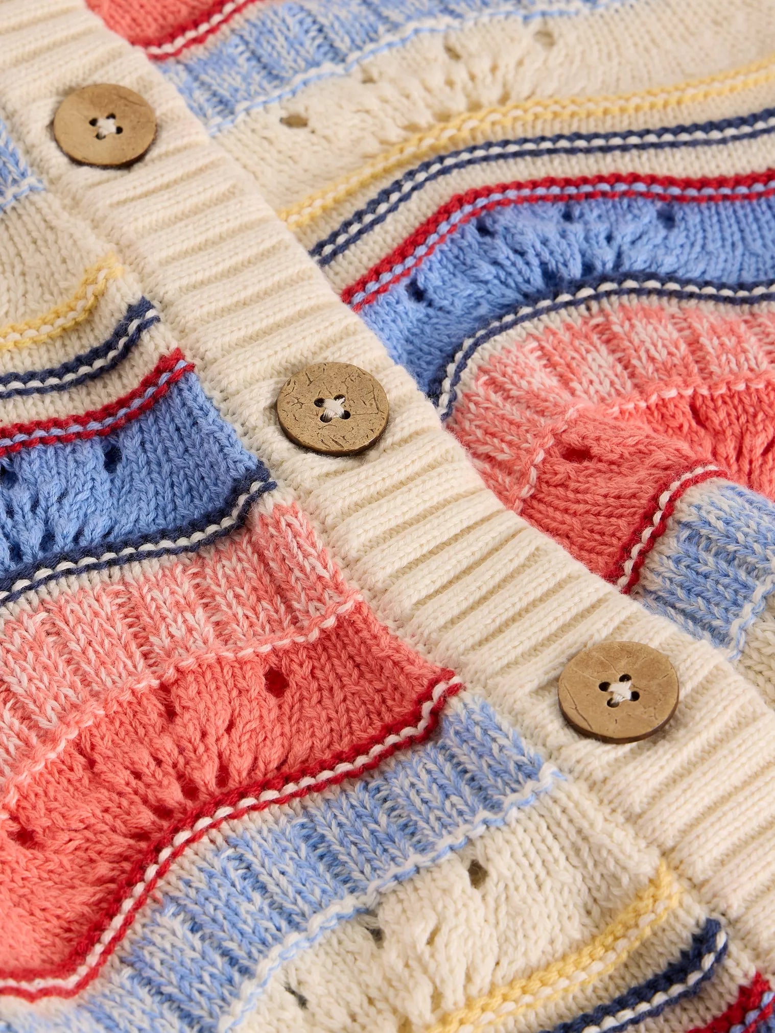 White Stuff Isabella Wavy Cardi Ivory Multi