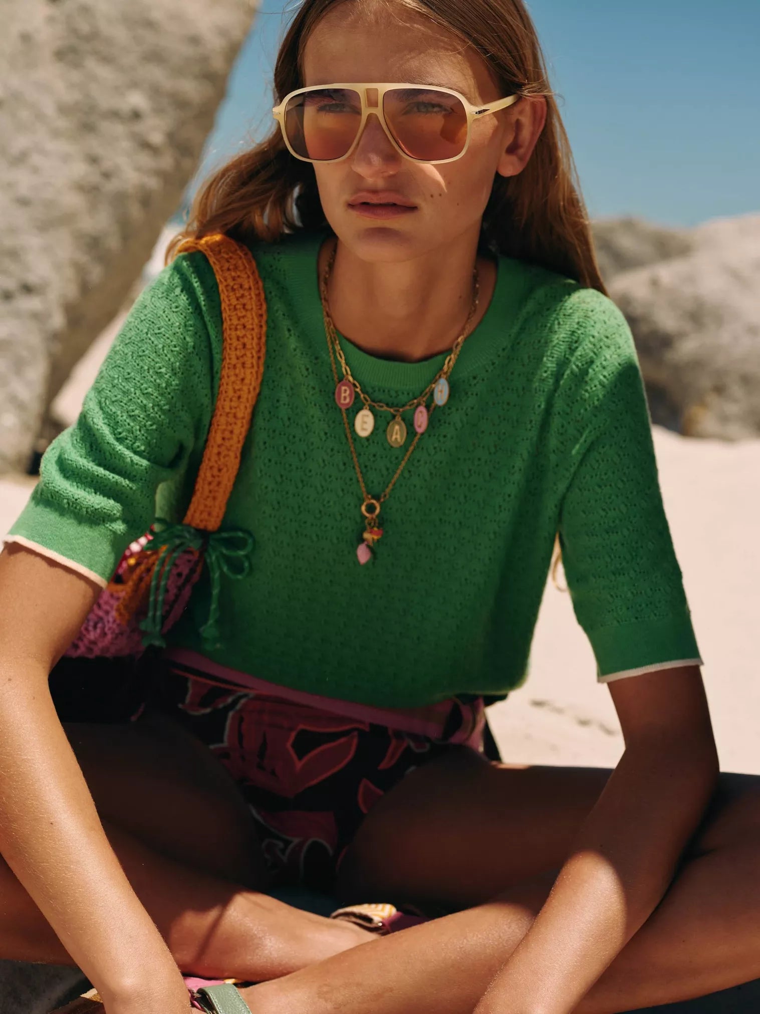 White Stuff Holly Pointelle Tee Bright Green