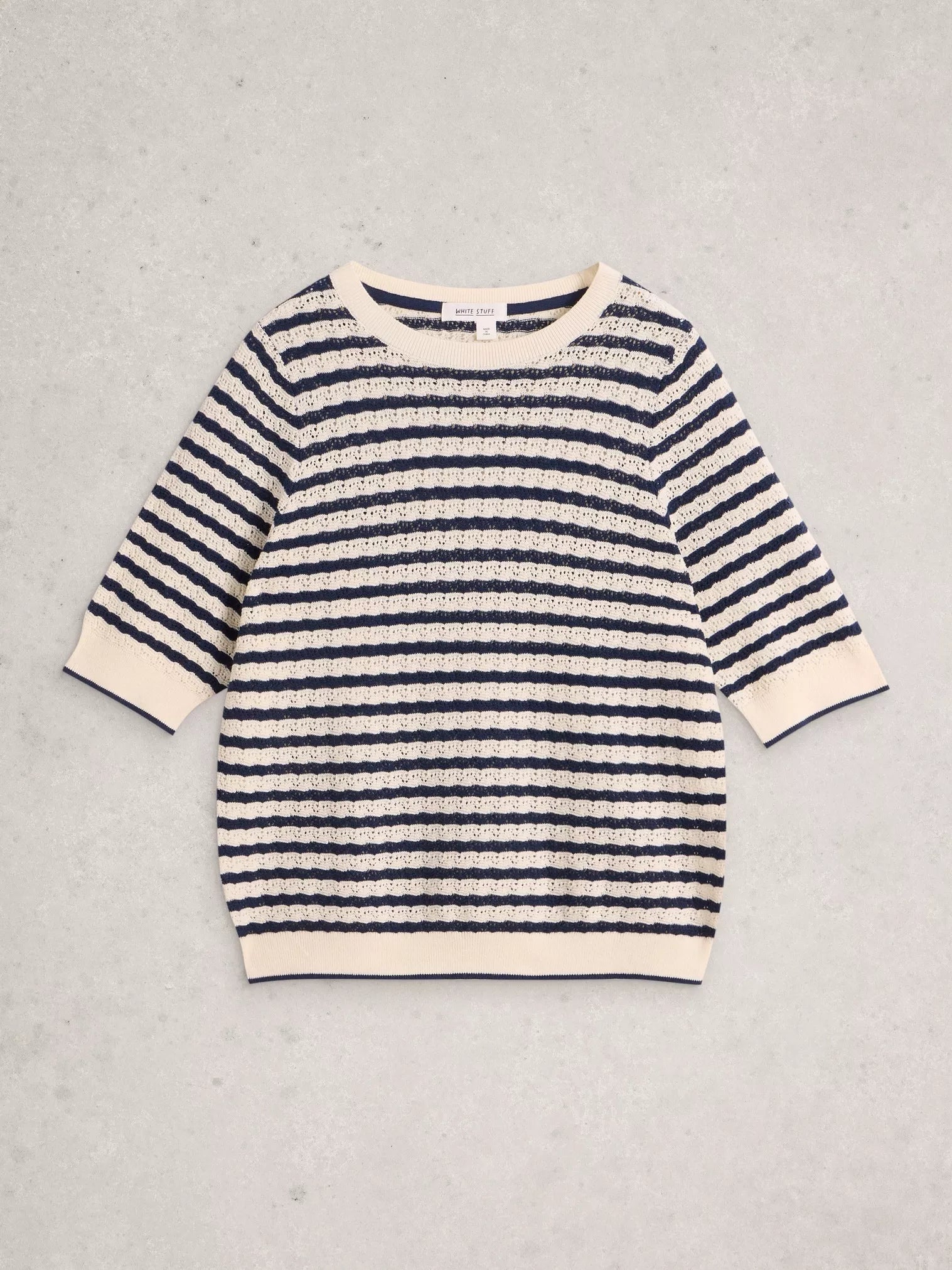 White Stuff Holly Pointelle Tee Ivory Multi