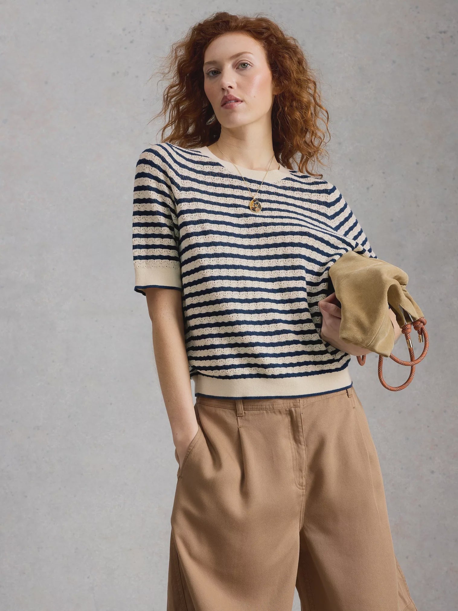 White Stuff Holly Pointelle Tee Ivory Multi