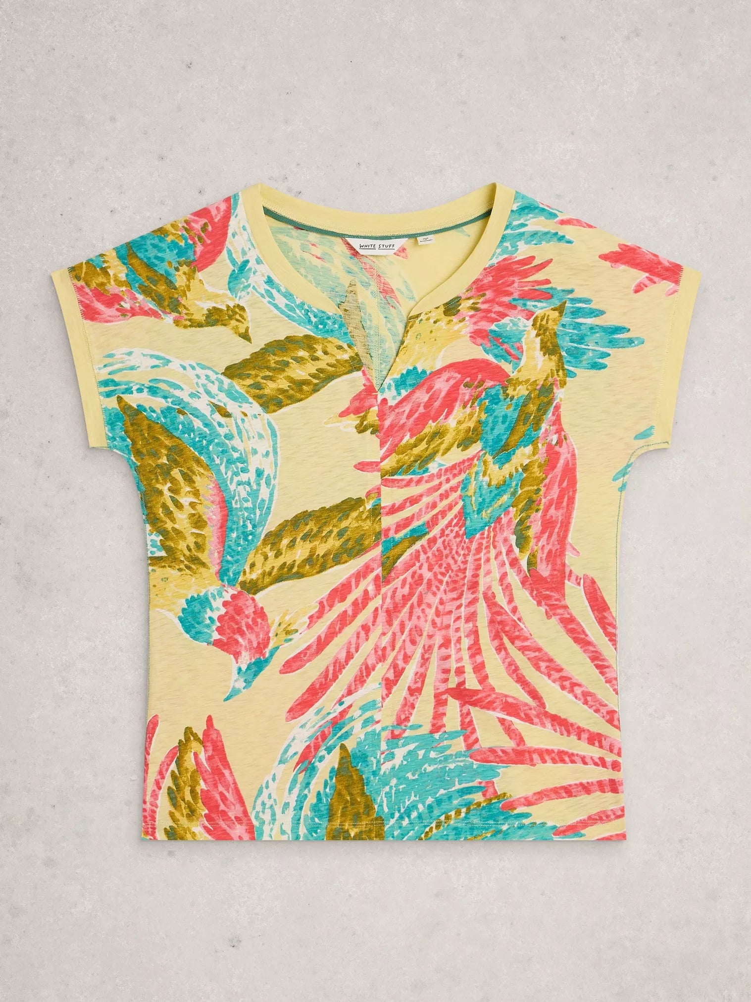 White Stuff Nelly Notch Neck Tee Green Multi