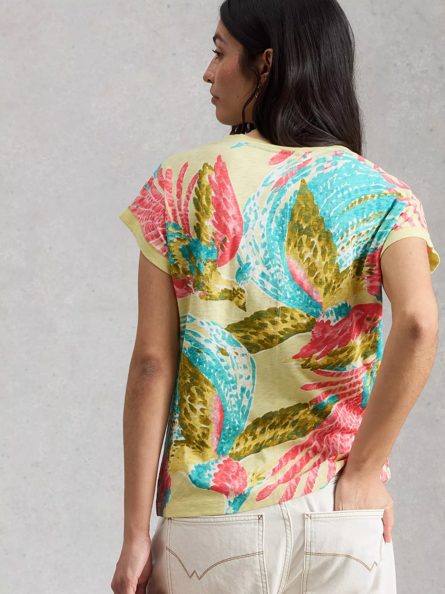 White Stuff Nelly Notch Neck Tee Green Multi