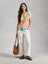 White Stuff Nelly Notch Neck Tee Green Multi