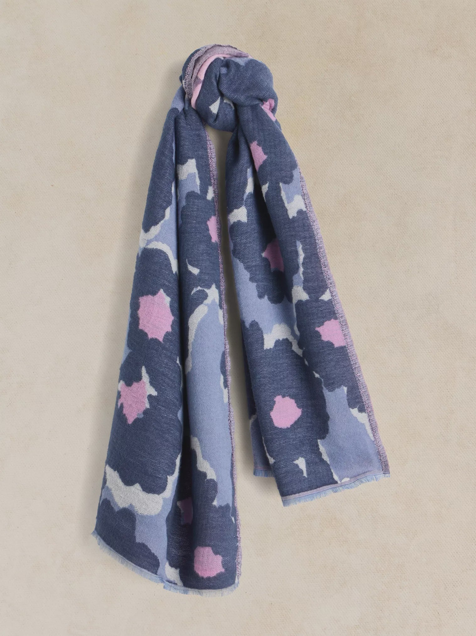 White Stuff Selma Midweight Scarf Blue Print