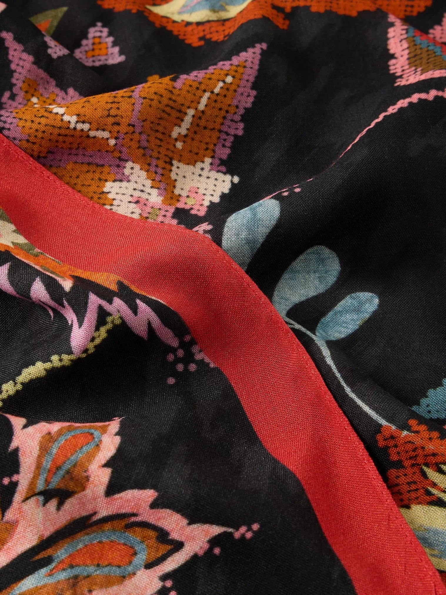 White Stuff Sophie Printed Scarf Black Print