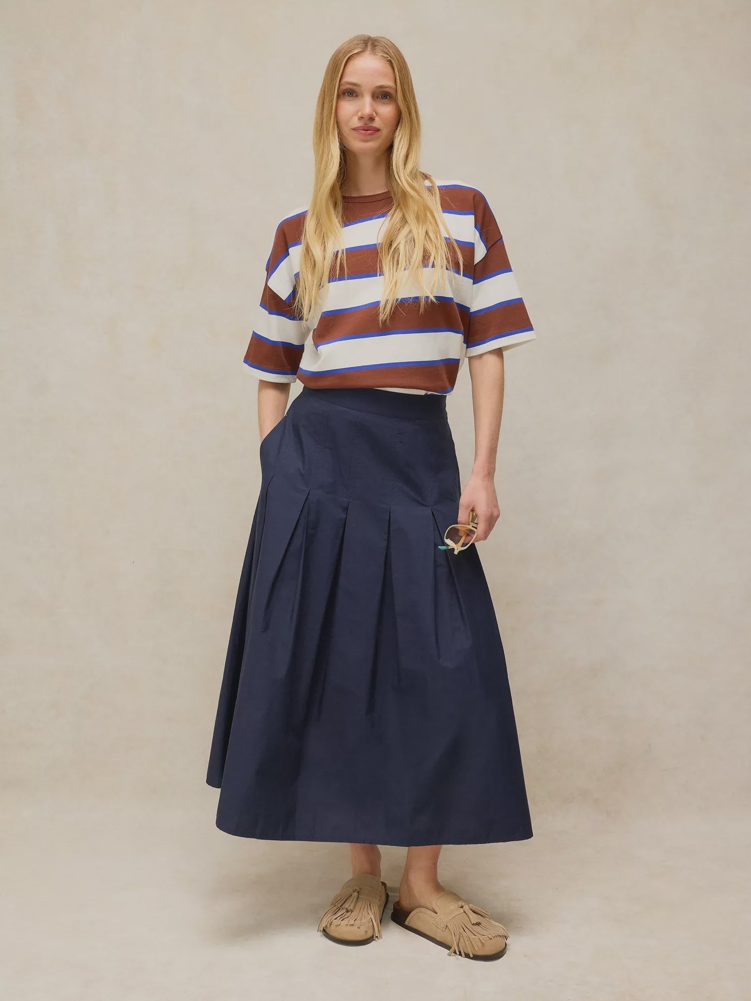 White Stuff Marlowe Midi Skirt Dark Navy