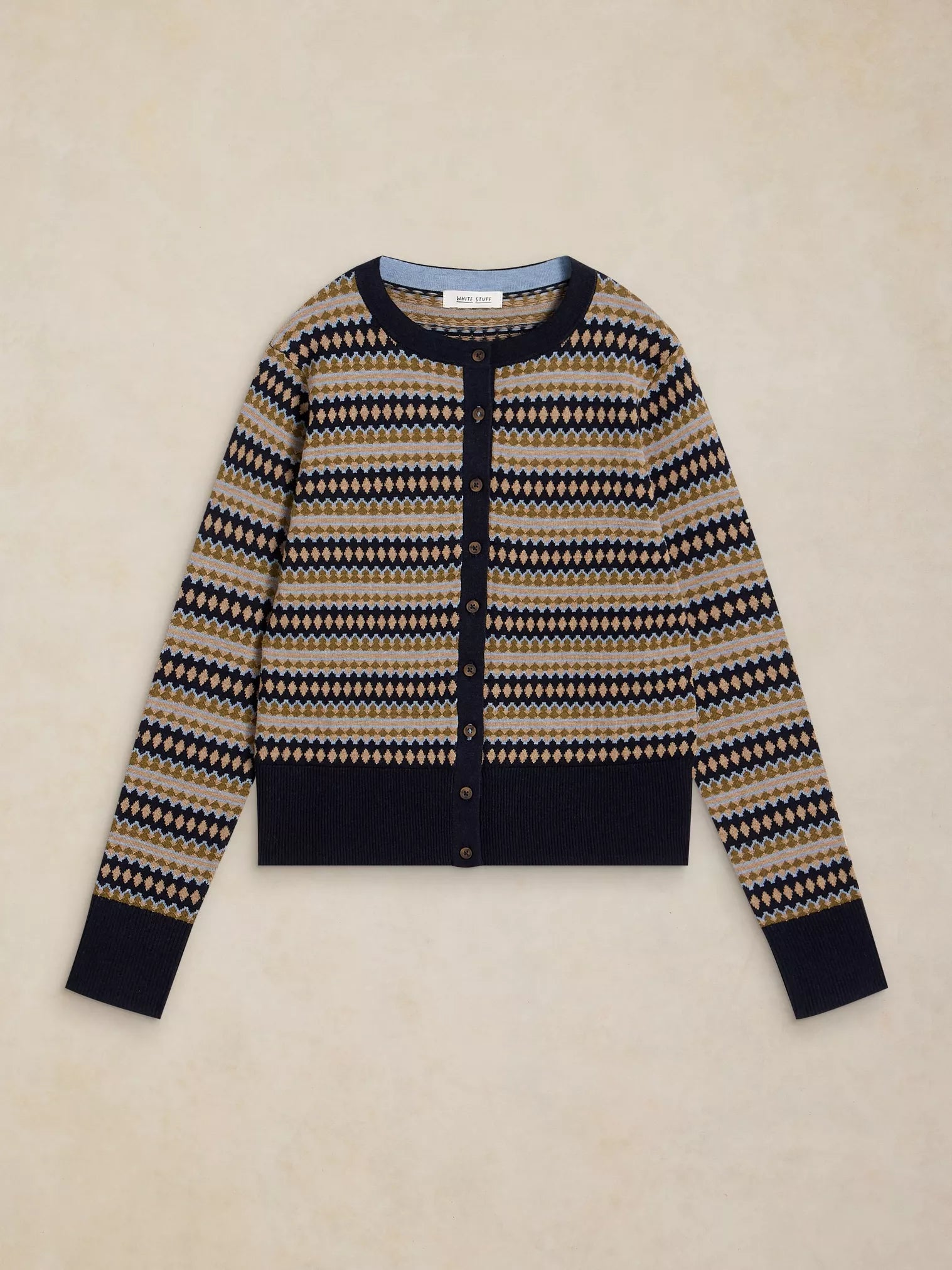 White Stuff Lois Fairisle Cardi Navy Multi