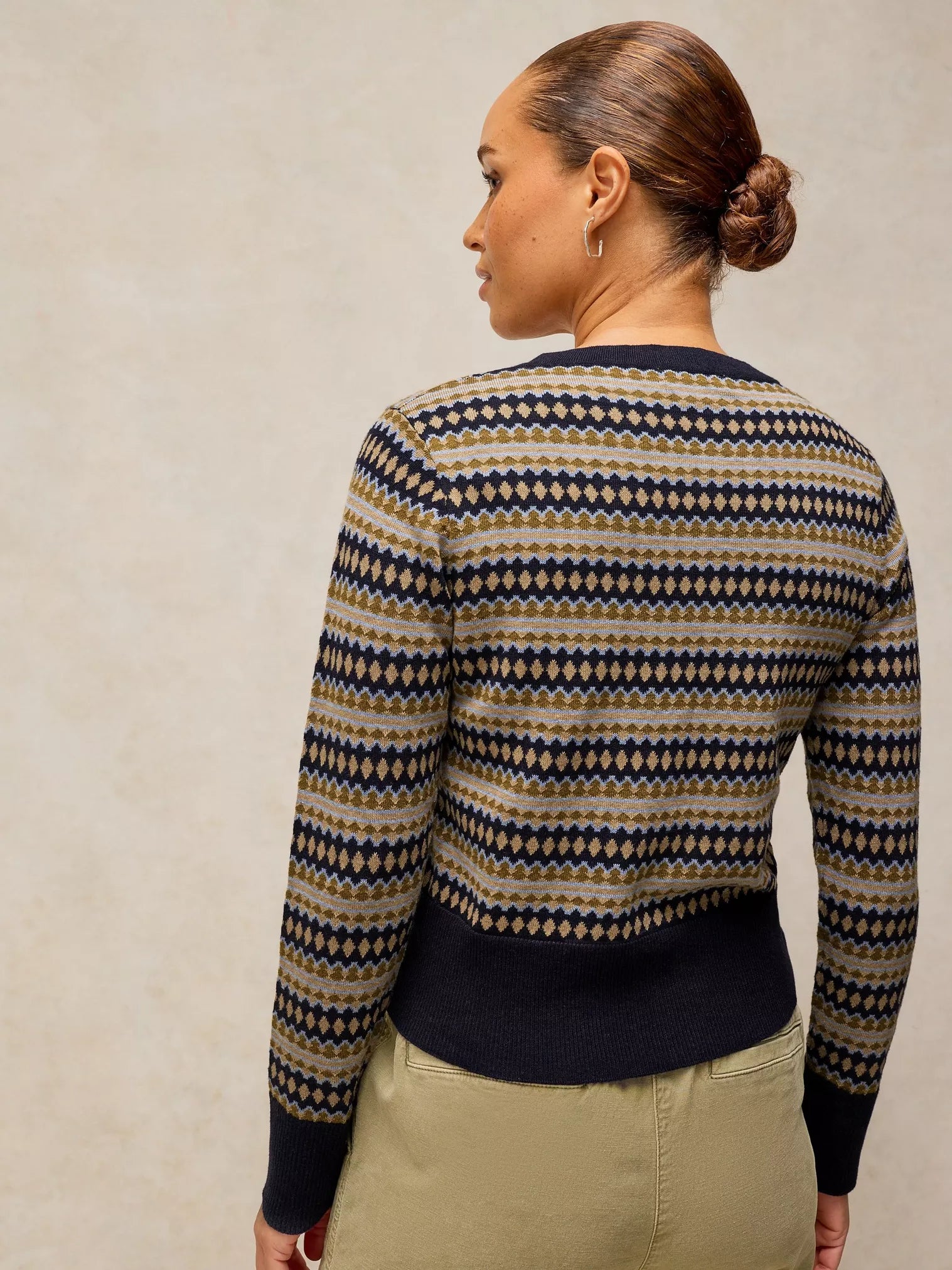 White Stuff Lois Fairisle Cardi Navy Multi