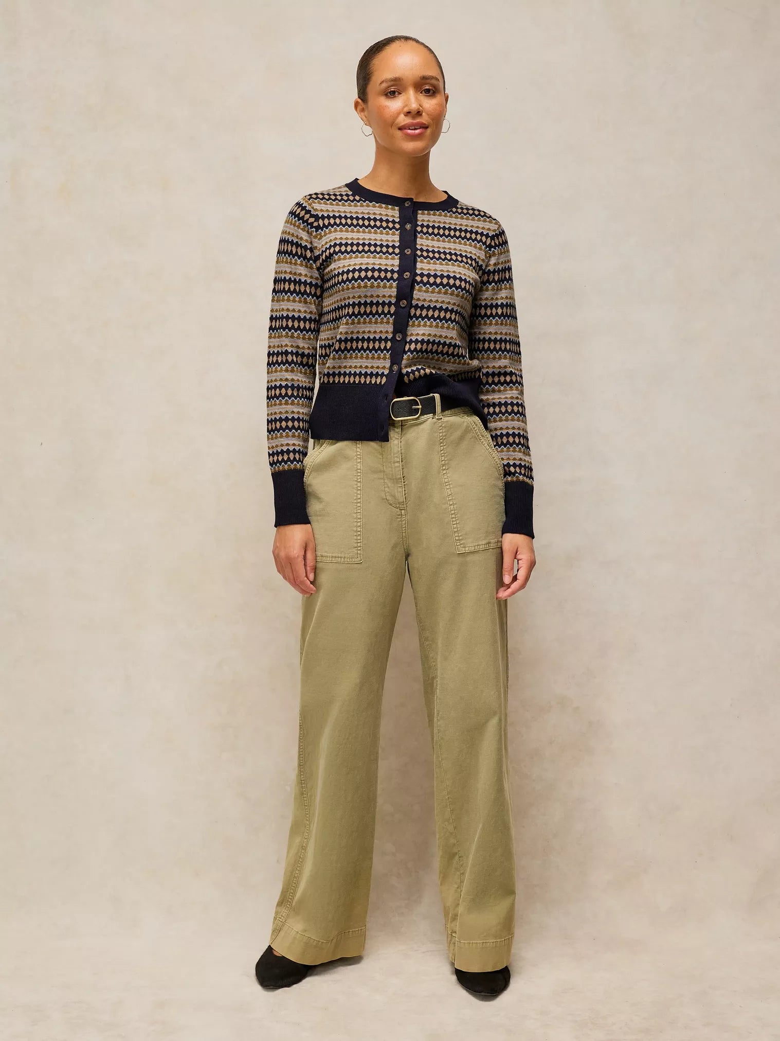 White Stuff Lois Fairisle Cardi Navy Multi